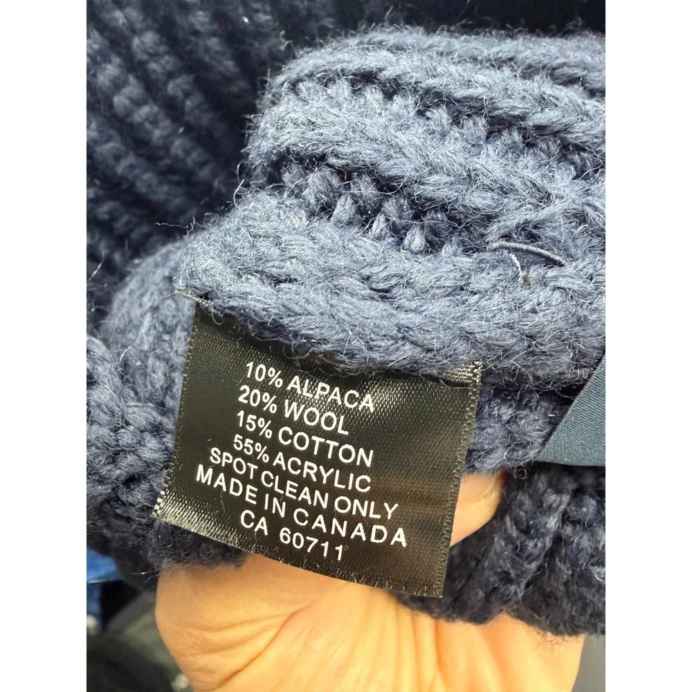Norla Canada Beanie Women One‎ Size Navy Blue Alpaca Wool Blend Pom Pom Hat